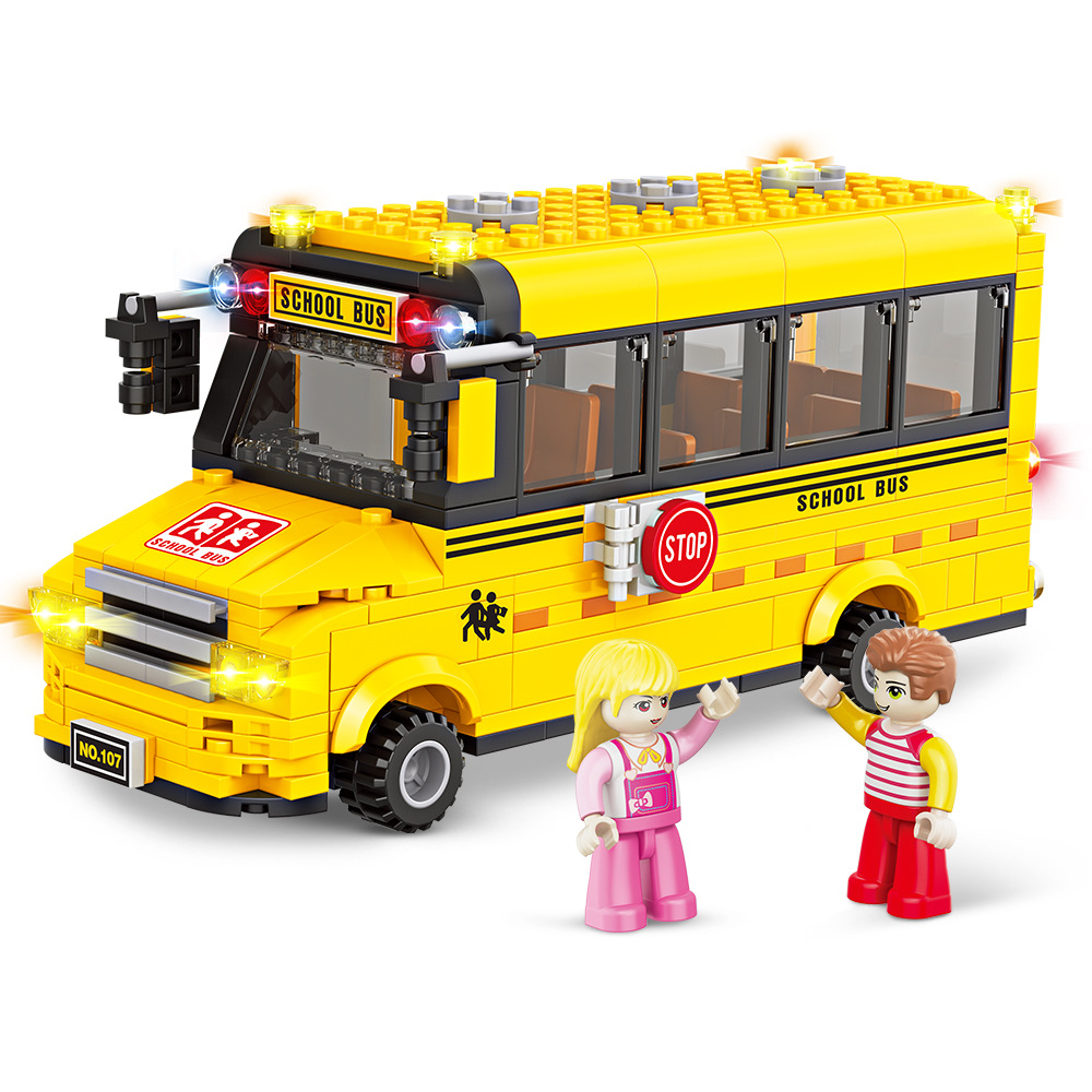 Classic American School Bus Building Set | Educational Toy & Collectible Display Set