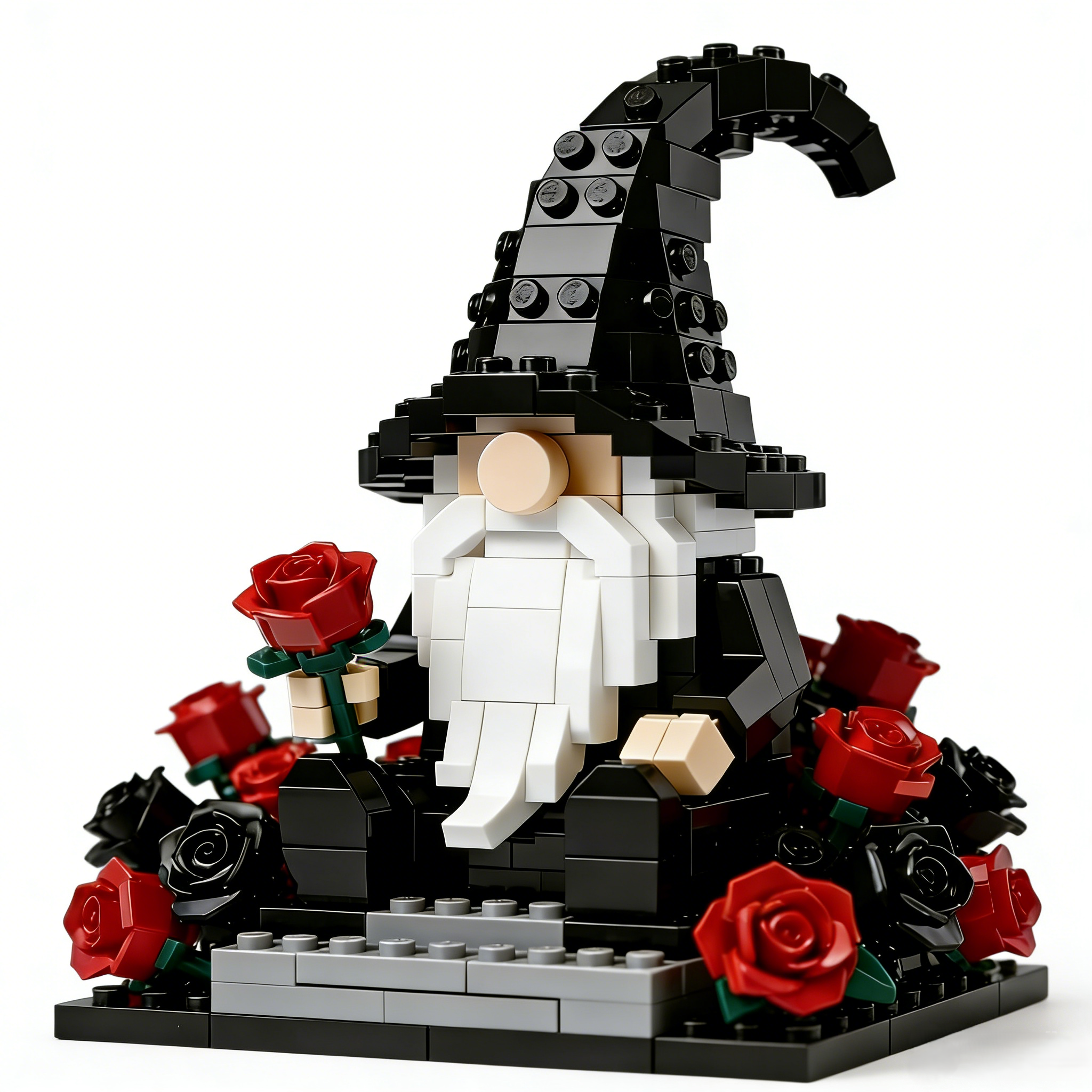 Gothic Rose Gnome Brick Building Set – Dark Romantic Collectible Gift