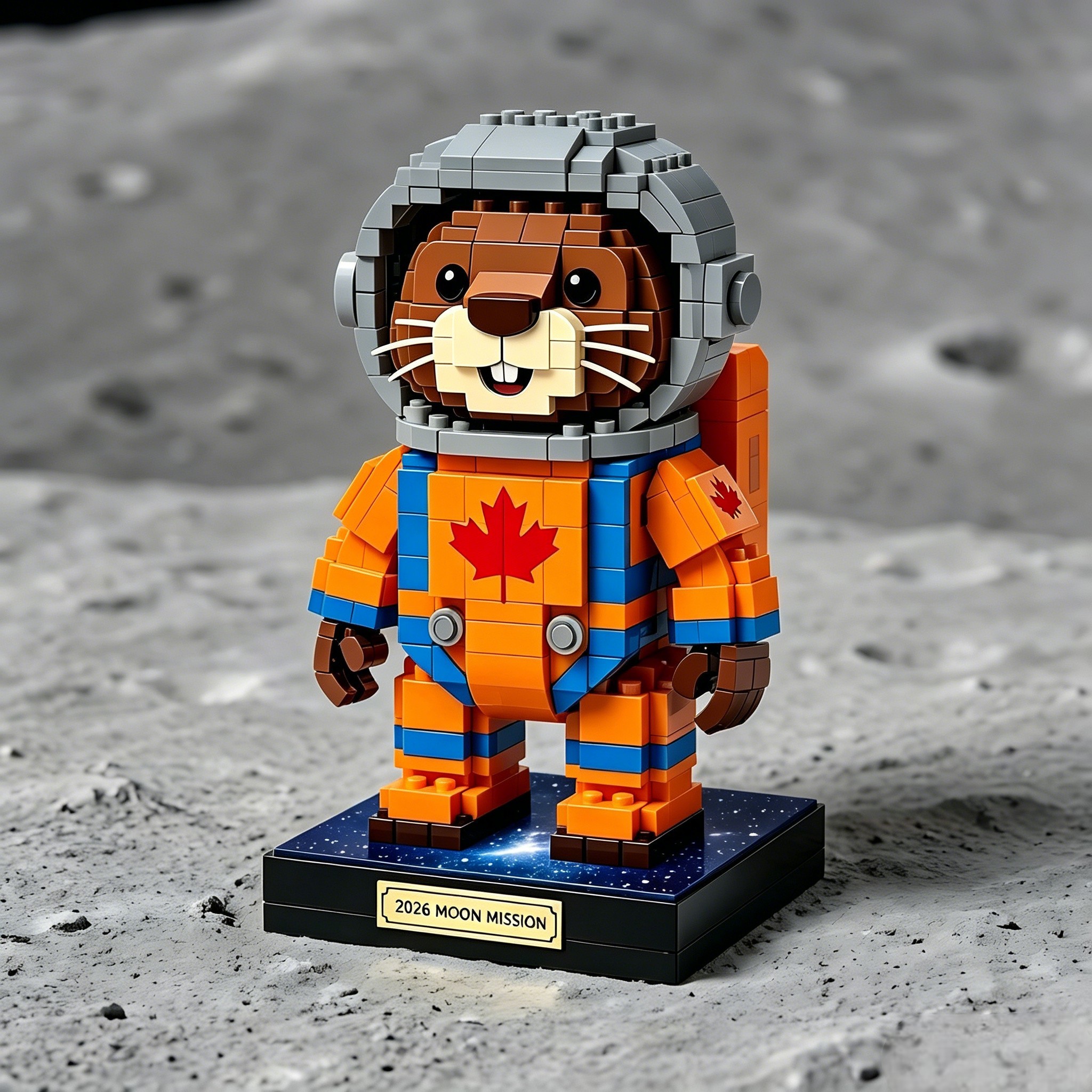 🧑‍🚀🍁 Canadian Beaver Astronaut Building Block | Honouring Moon Mission