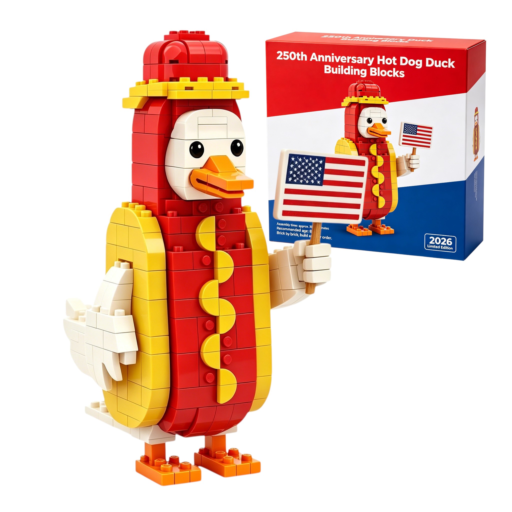 🌭250th Anniversary Hot Dog Duck Building Blocks