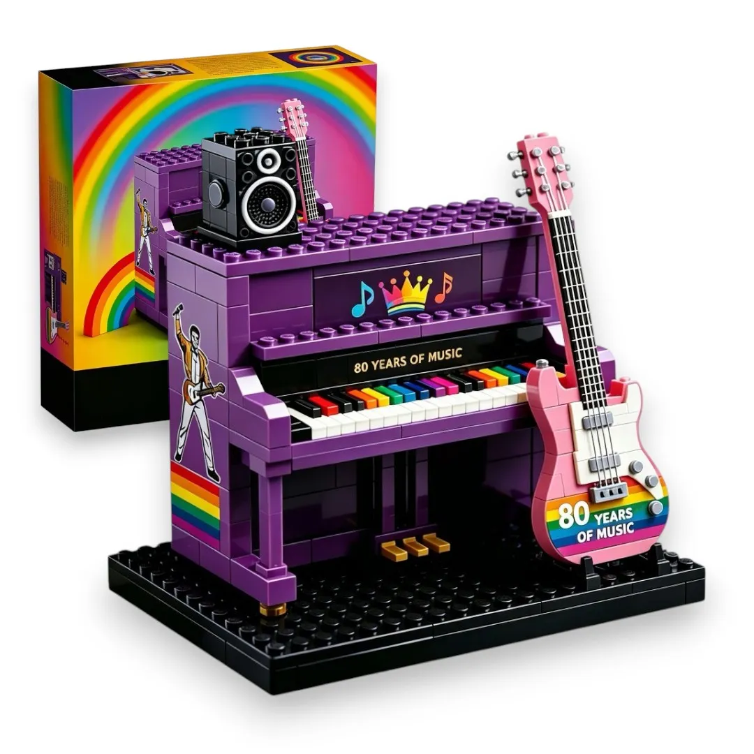 🌈 80th Birthday & Pride Month Limited Edition Piano & Guitar Brick Set🎹🎸