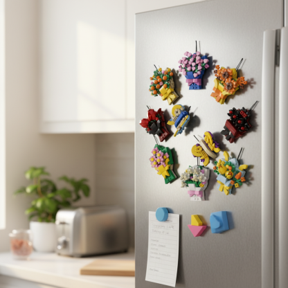 Building block flower bouquet refrigerator magnet set💌