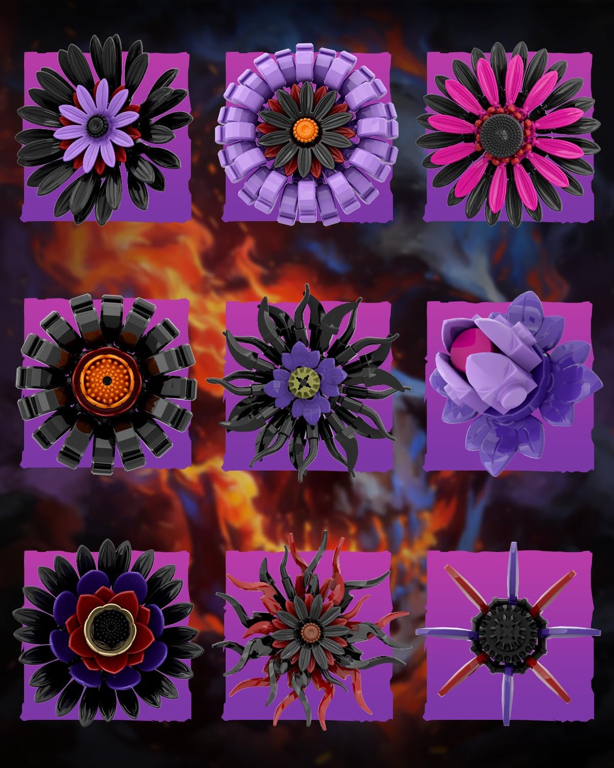 Dark Sunflowers Building Set with Vase