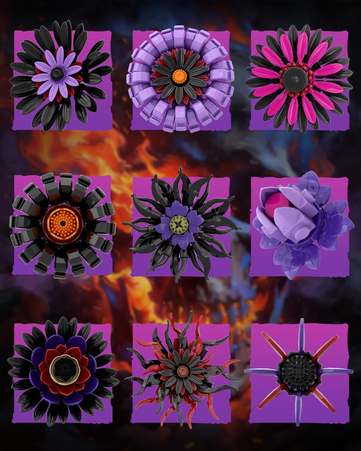 Dark Sunflowers Building Set with Vase