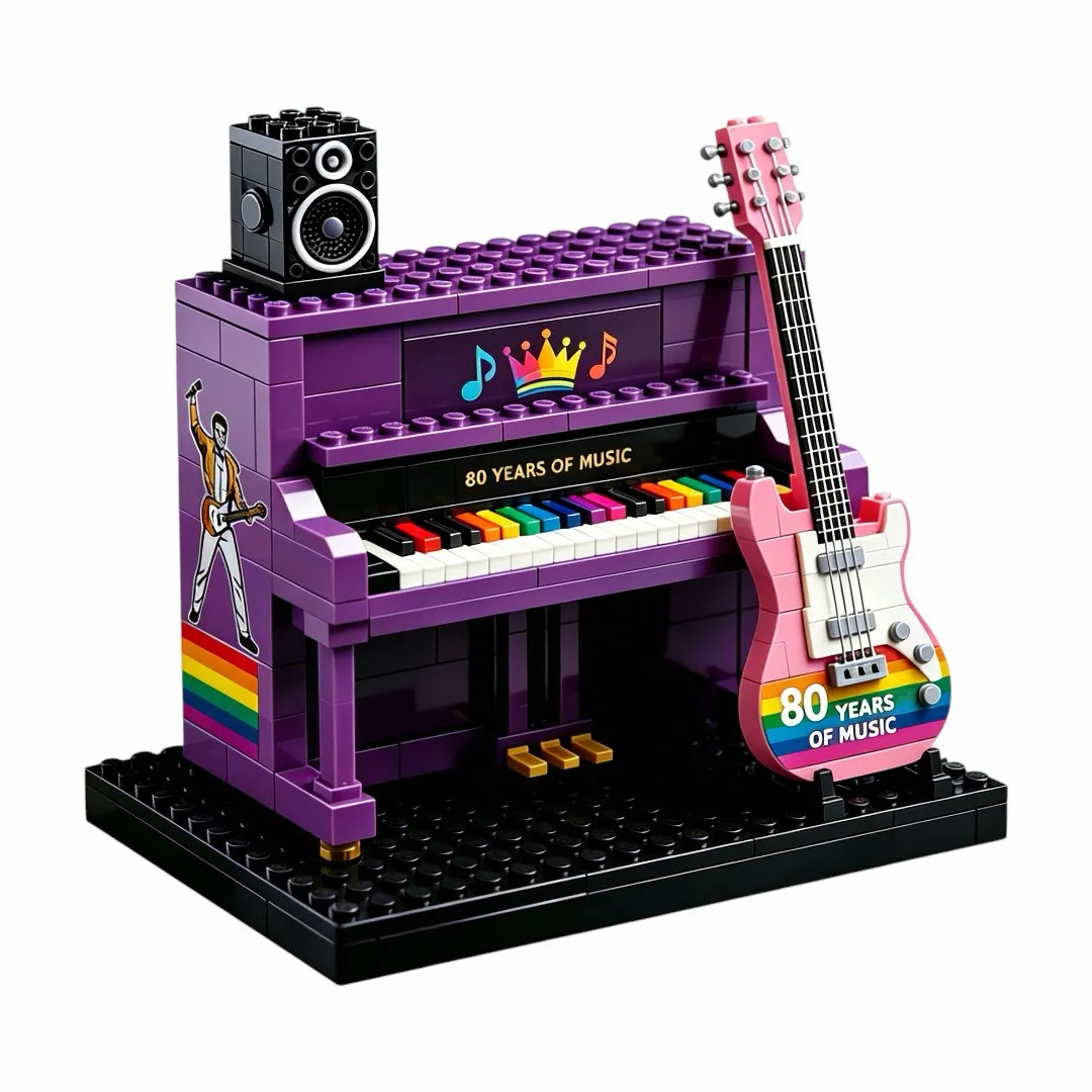🌈 80th Birthday & Pride Month Limited Edition Piano & Guitar Brick Set🎹🎸