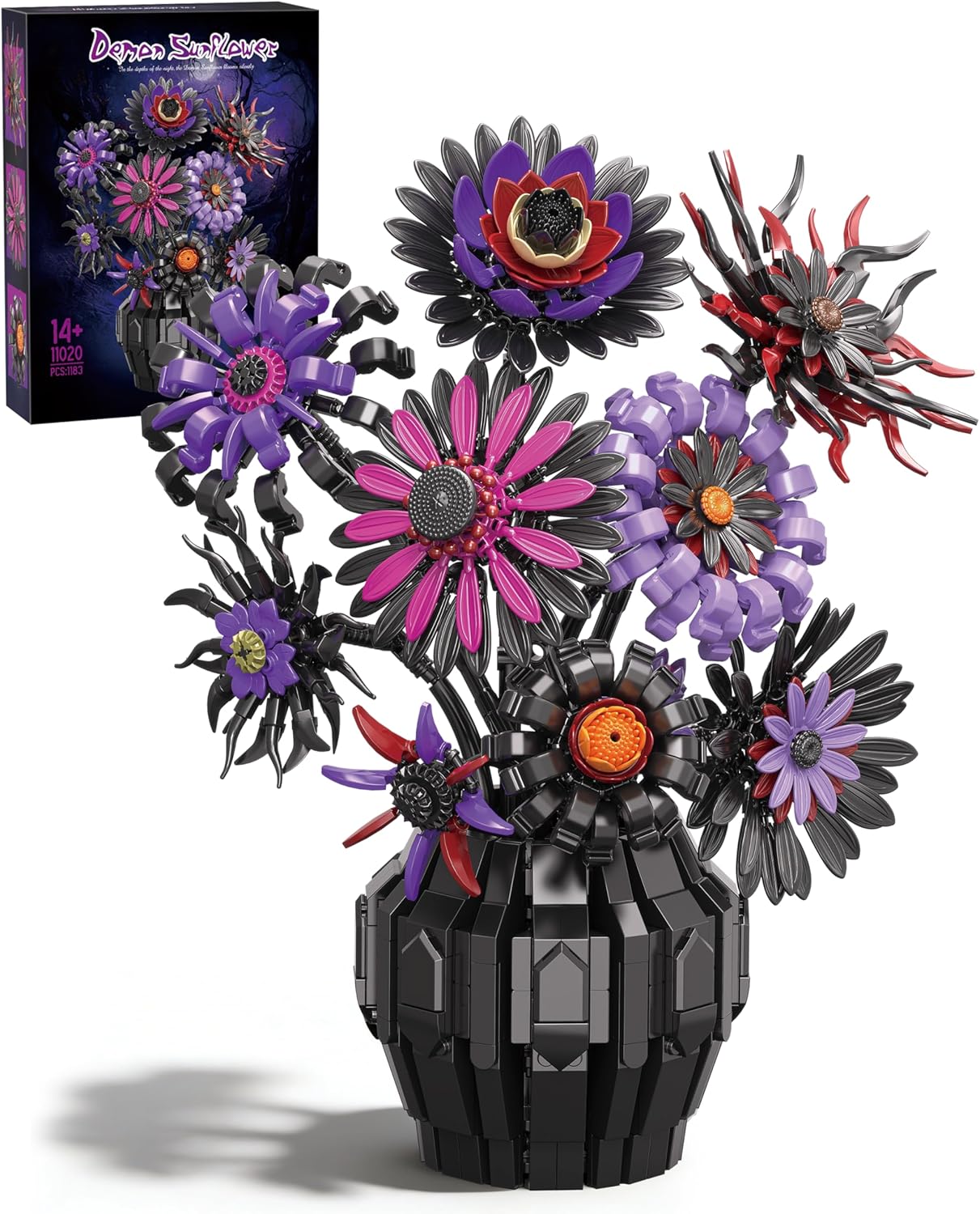 Dark Sunflowers Building Set with Vase