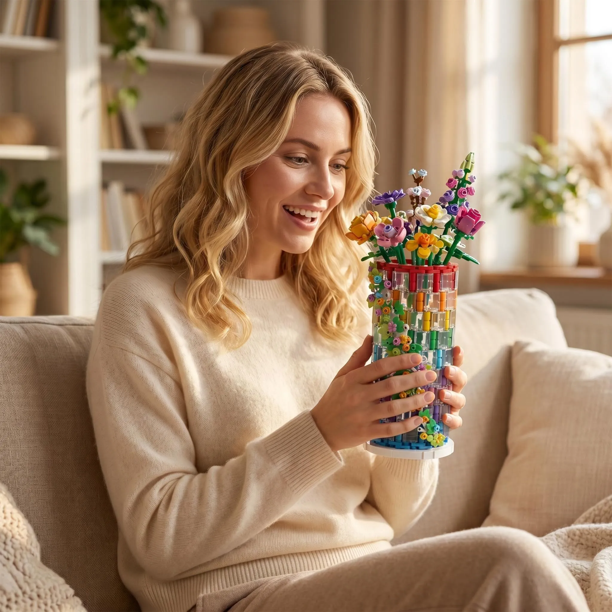🌈💐Rainbow Floral Cylinder Building Blocks