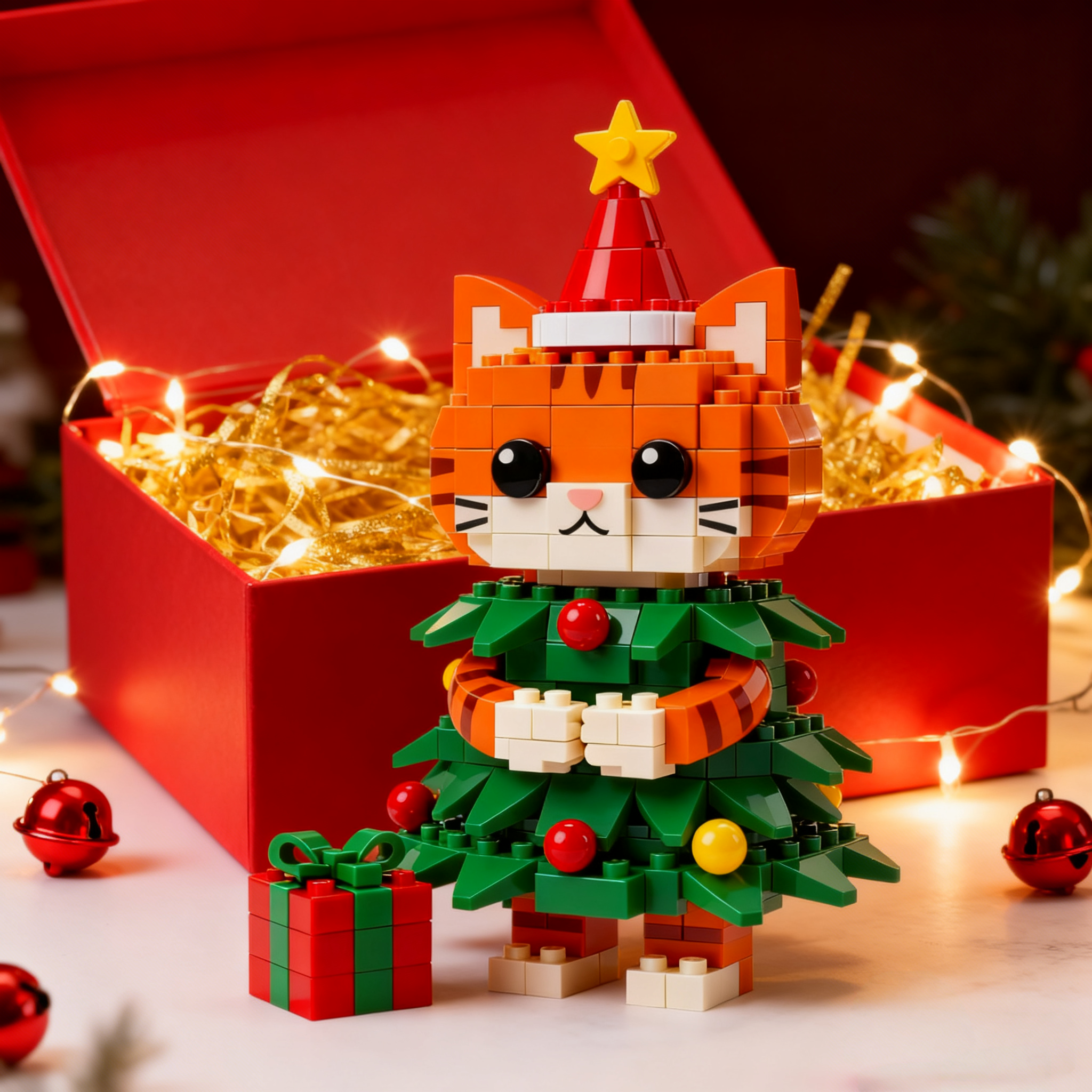 2026 Festive Edition-- Christmas Tree Orange Cat Brick Set