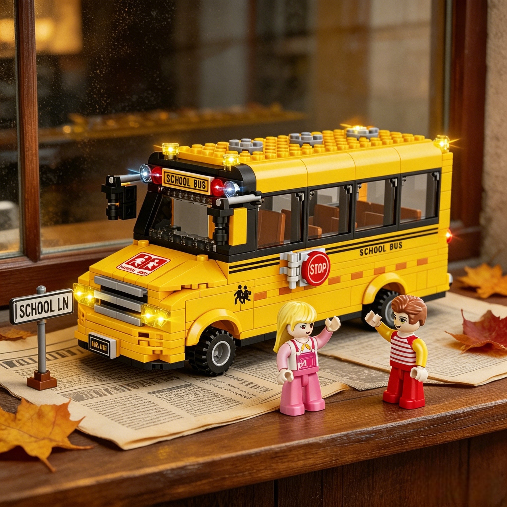 Classic American School Bus Building Set | Educational Toy & Collectible Display Set🚍
