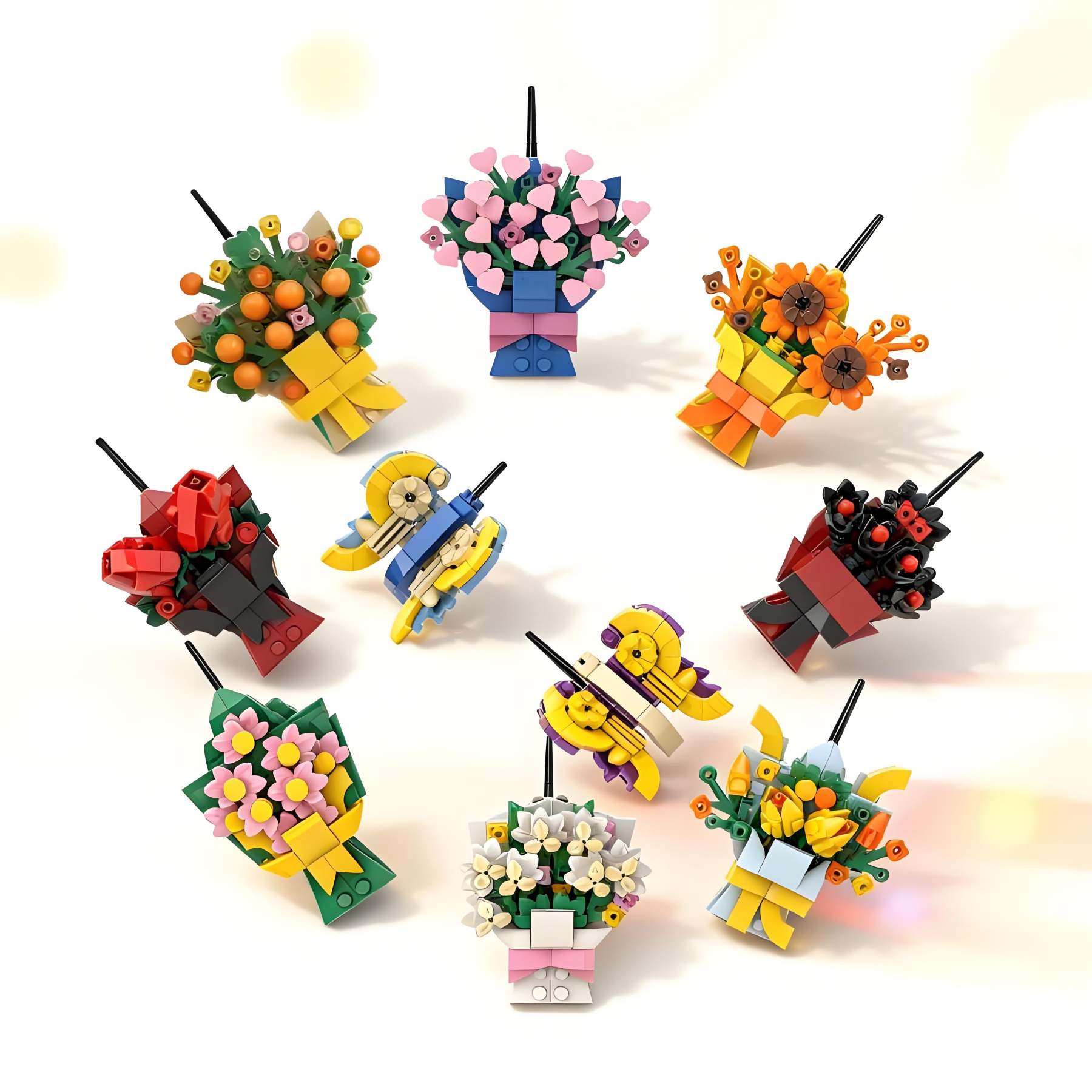 Building block flower bouquet refrigerator magnet set💌
