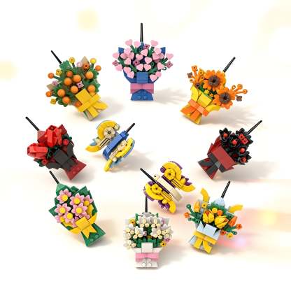 Building block flower bouquet refrigerator magnet set💌