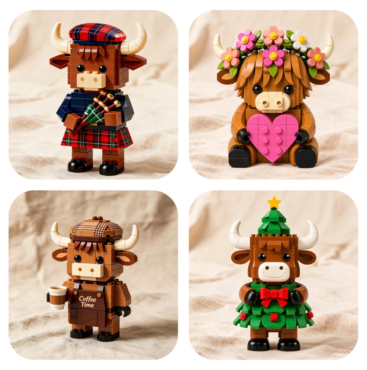 Highland Cow Brick Set Collection ✨