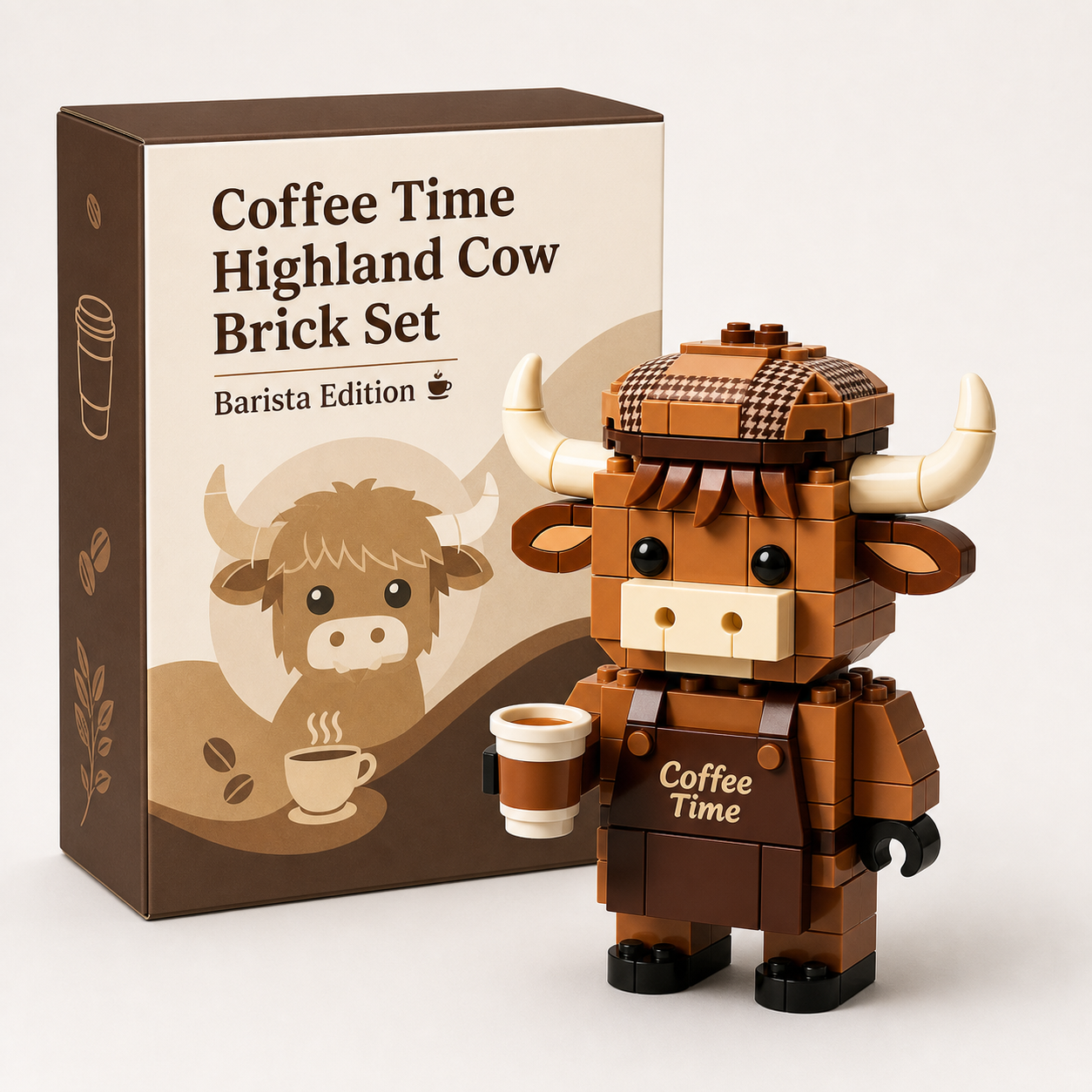 Coffee Time Highland Cow Brick Set | Barista Edition☕
