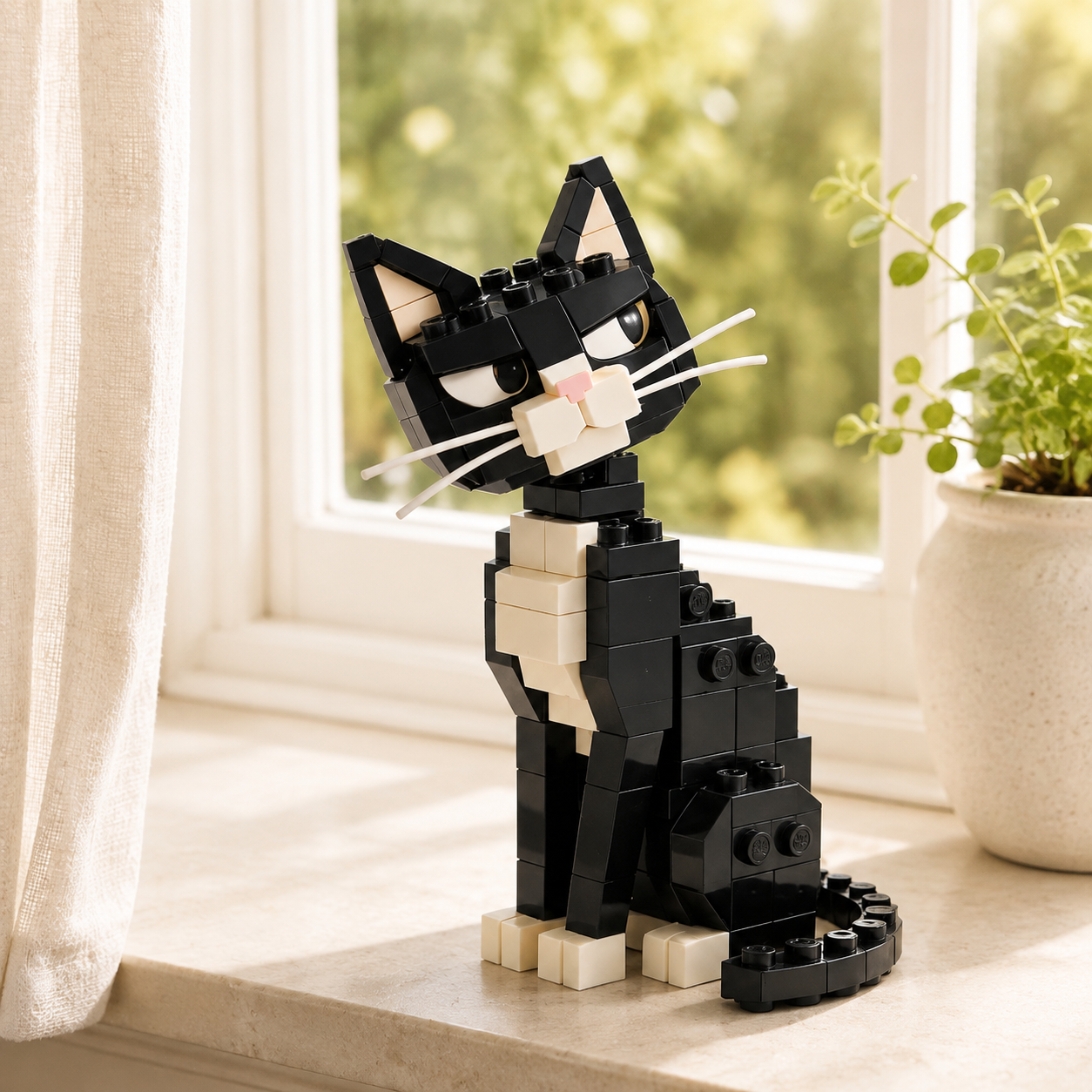 Cool black and white cat building blocks