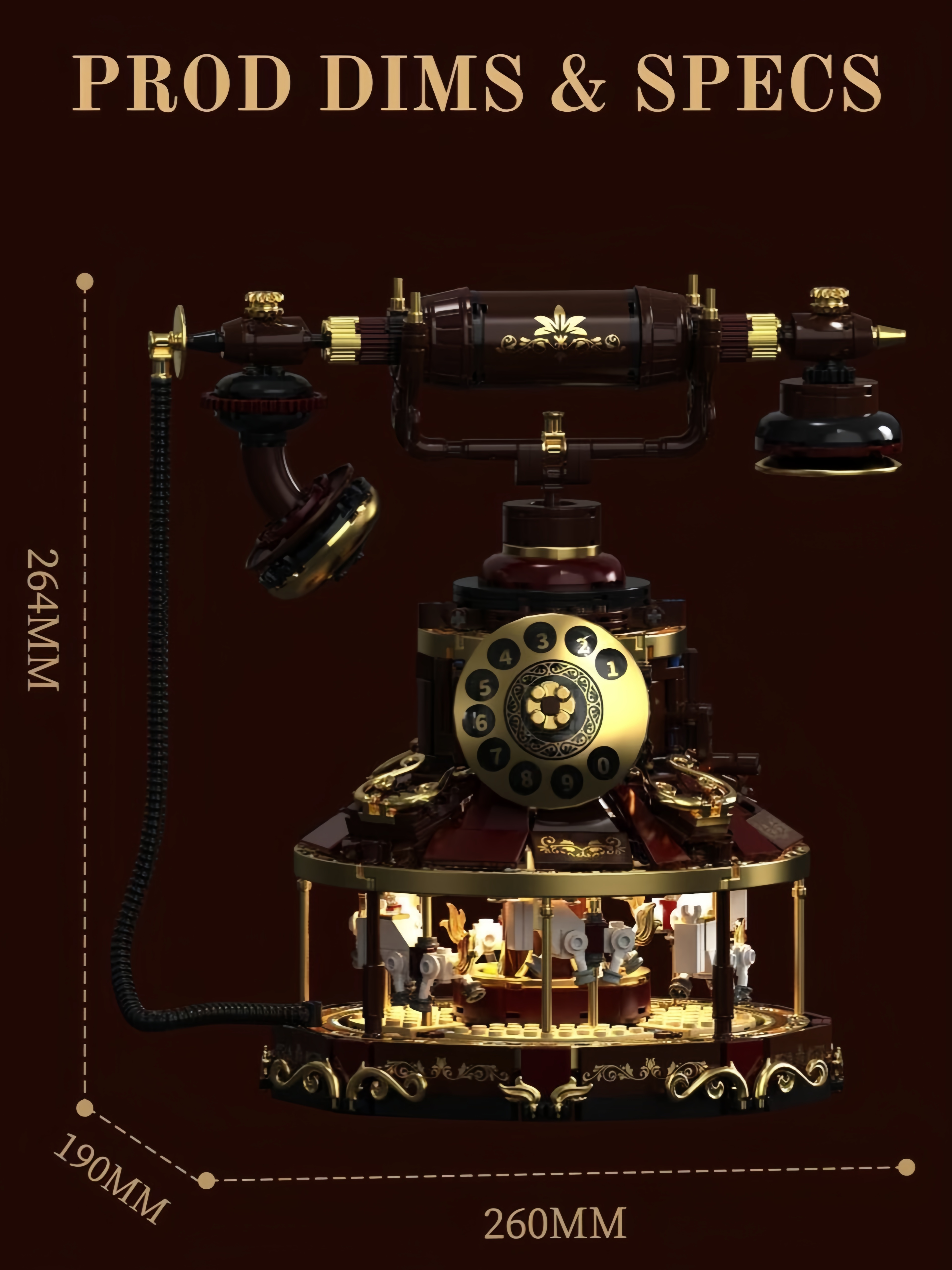 Retro Phone Carousel Craft Building Block Ornament