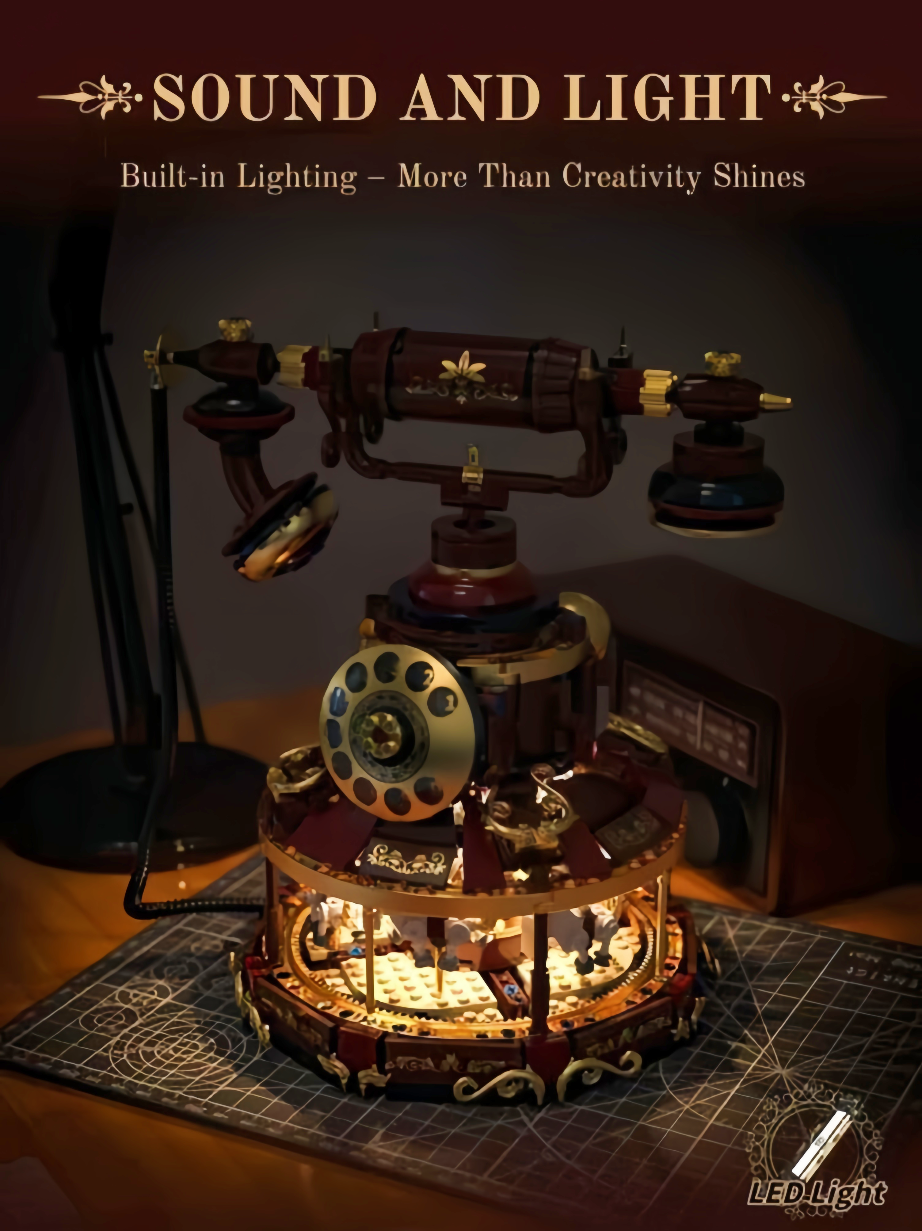 Retro Phone Carousel Craft Building Block Ornament