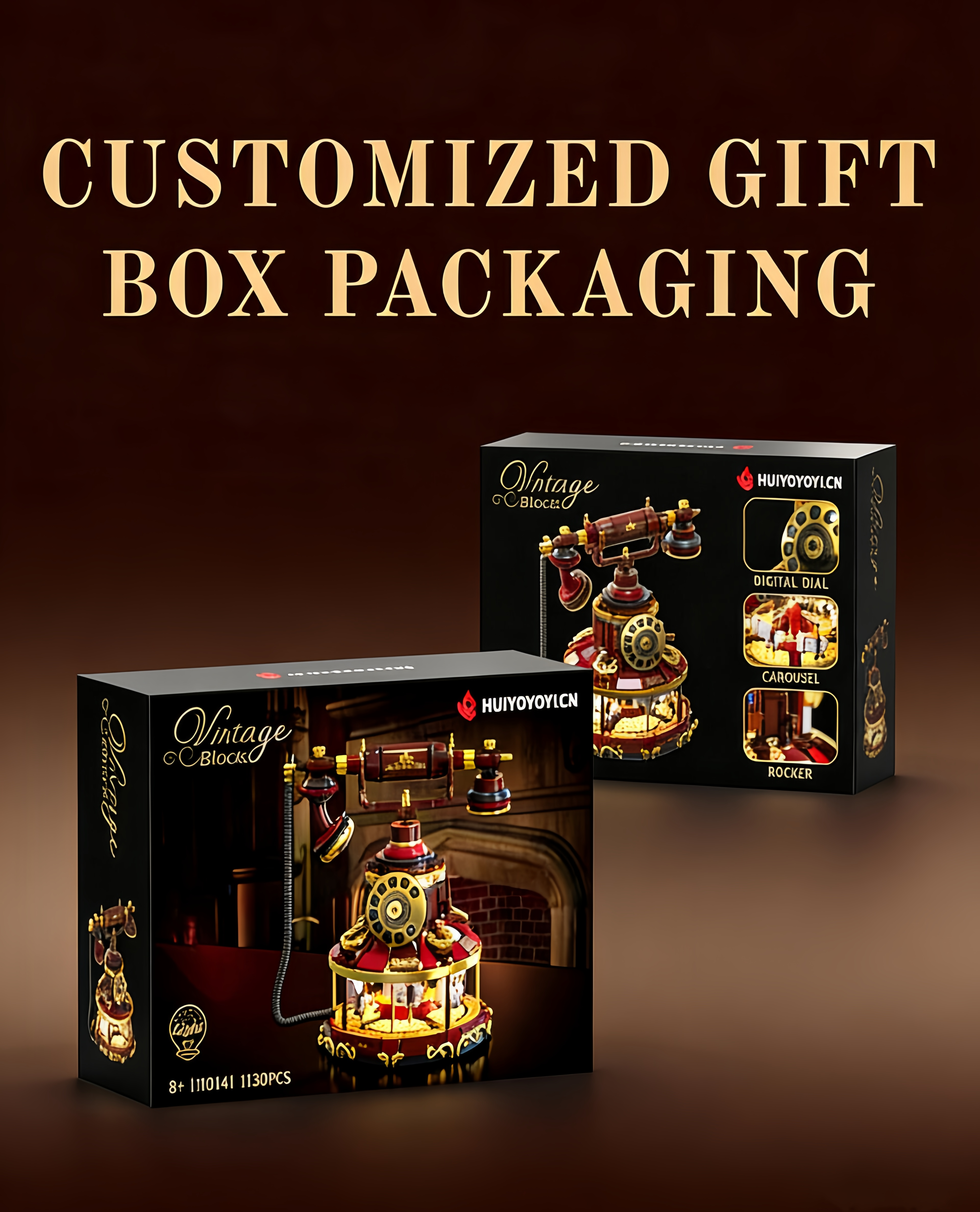 Retro Phone Carousel Craft Building Block Ornament