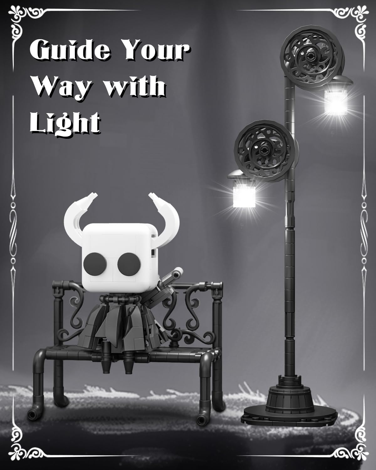 Knight Figure Brick Set-Popular Game Knight Merch Building Set with Light