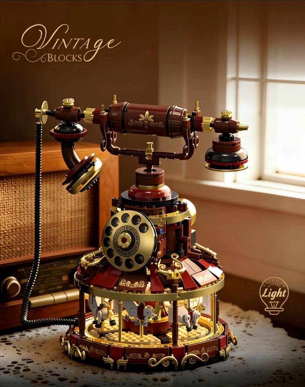 Retro Phone Carousel Craft Building Block Ornament