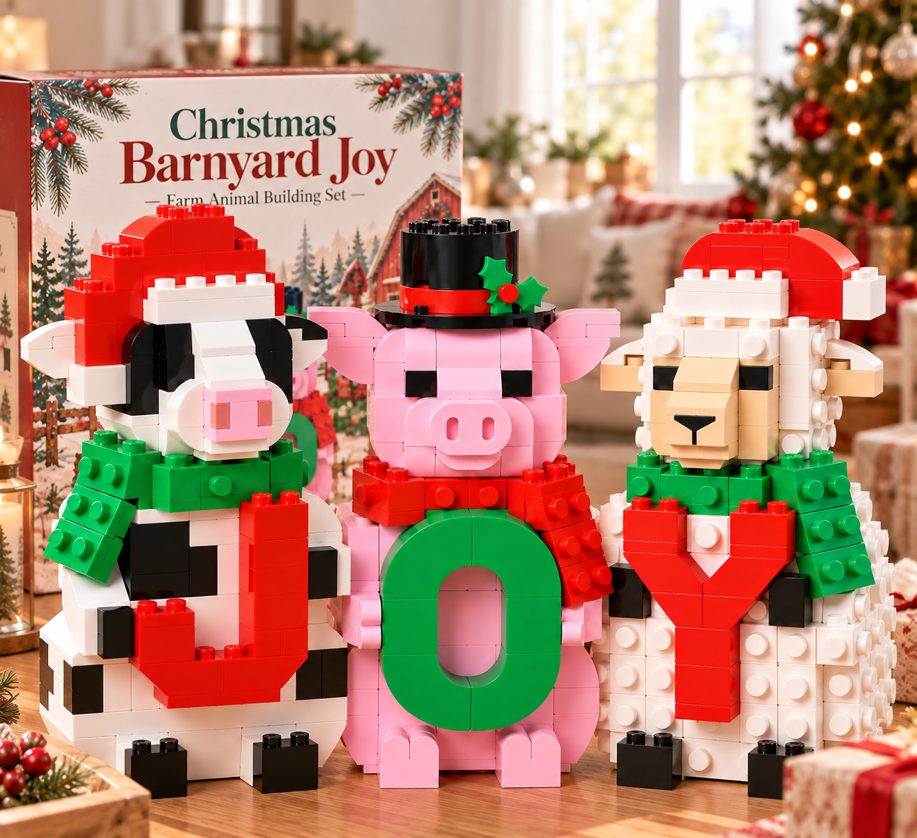 🎄🐷 Christmas Barnyard Joy — Farm Animal Building Set
