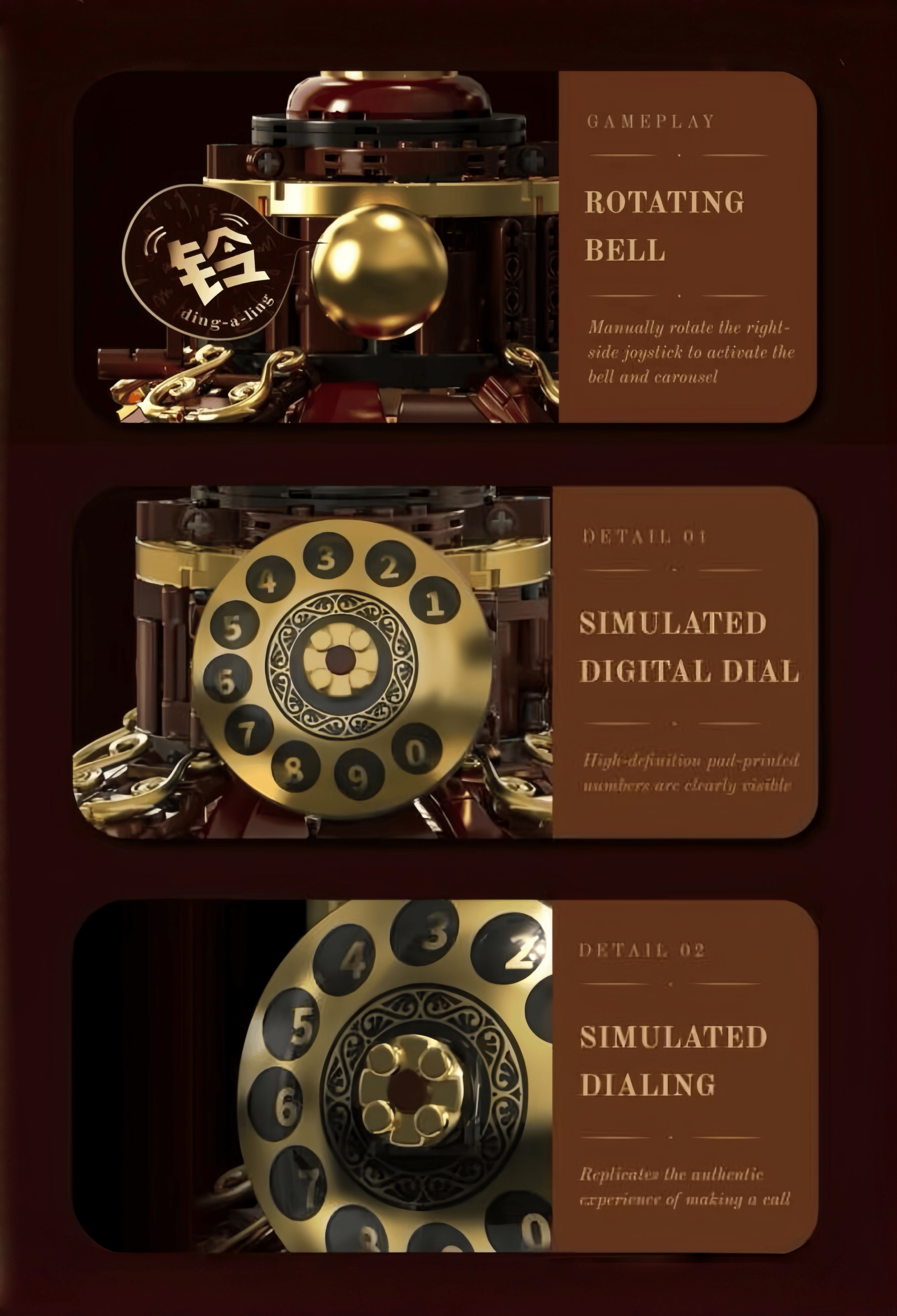 Retro Phone Carousel Craft Building Block Ornament