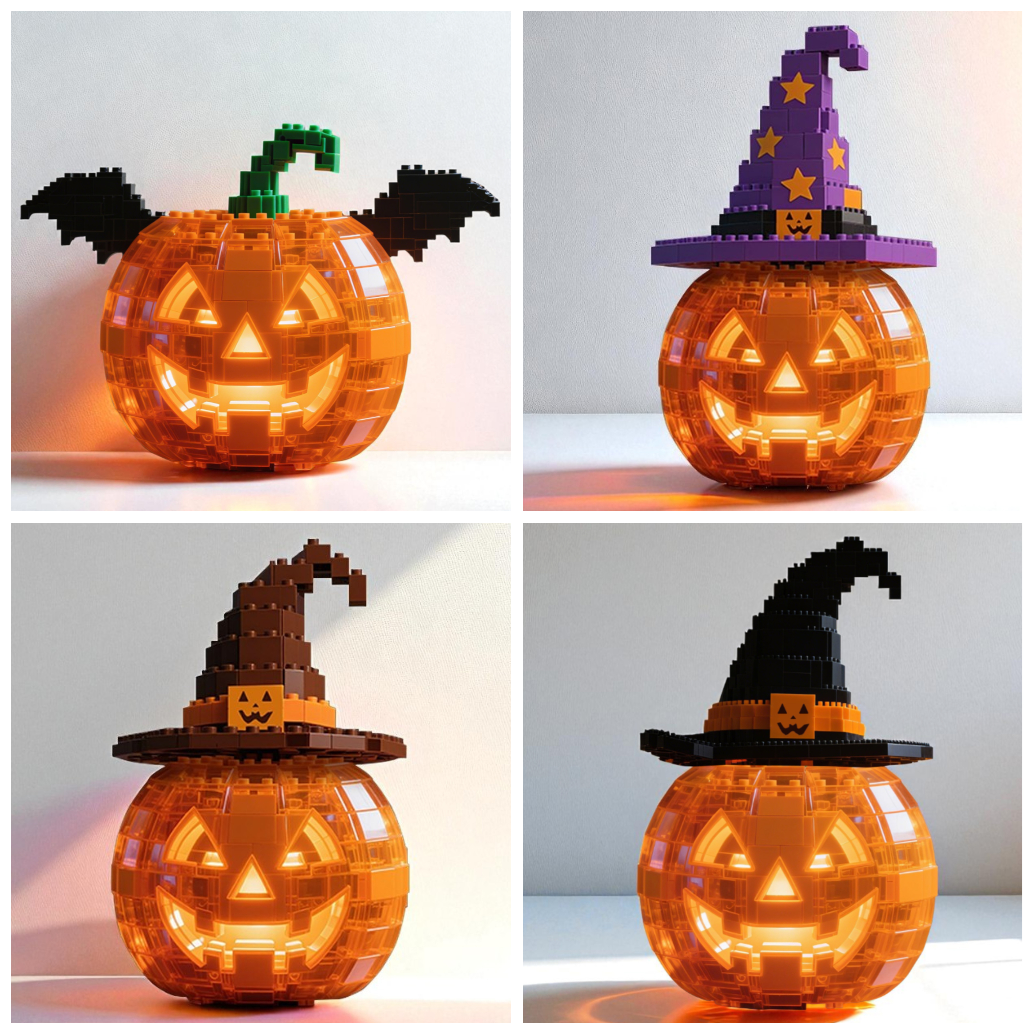 2025 Halloween Limited – Glowing Pumpkin Brick Lamp(4-PC