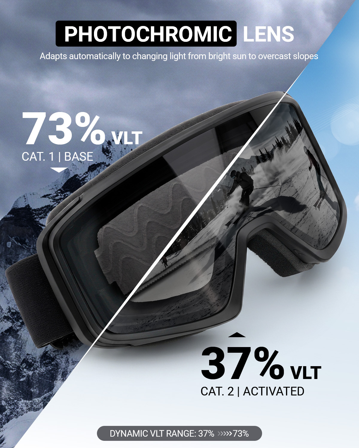 Photochromic Ski  & Snowboard Goggles