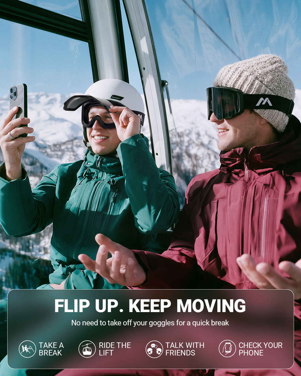 Magnetic Flip Up Ski Goggles