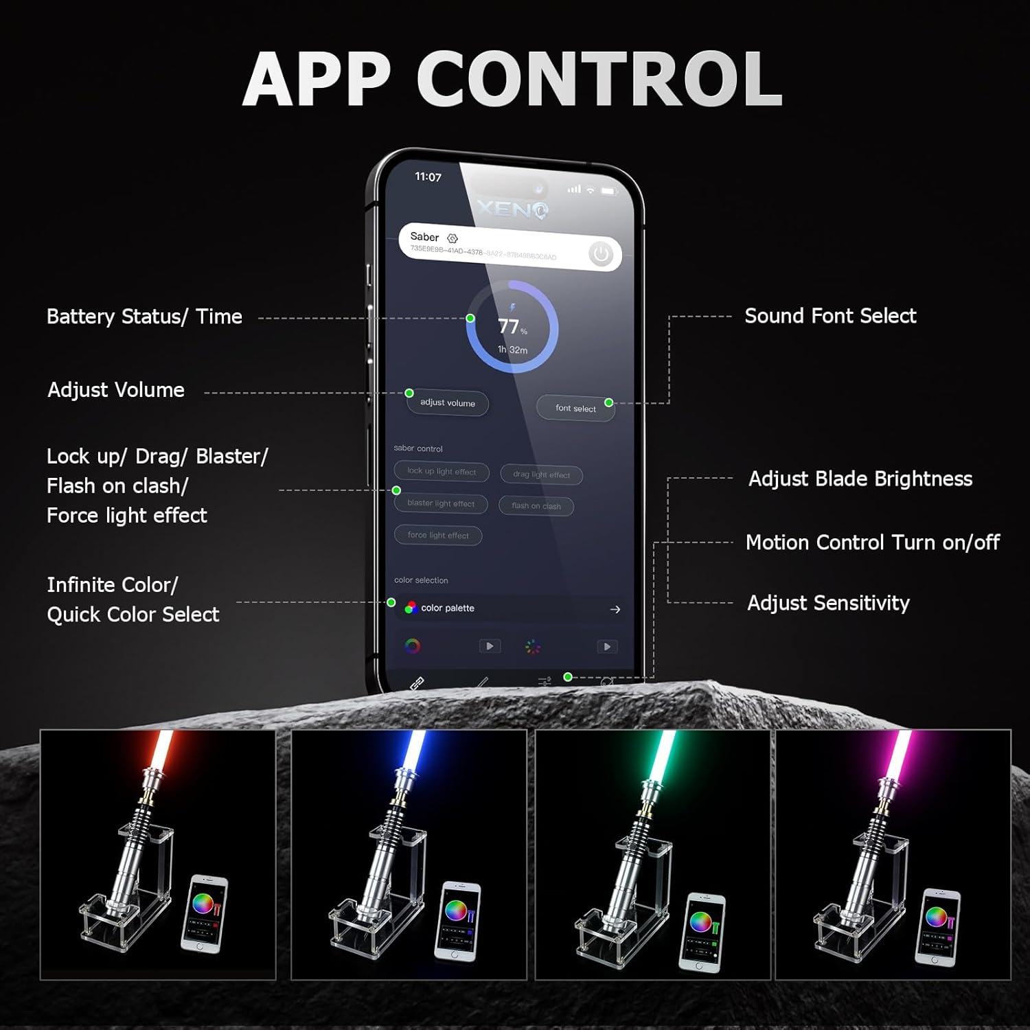 Luke Skywalker lightsaber V1 Smooth Swing Motion Control Metal Hilt 27cm