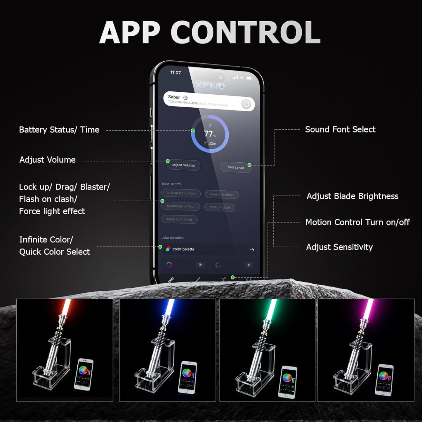 Luke Skywalker lightsaber V1 Smooth Swing Motion Control Metal Hilt 27cm