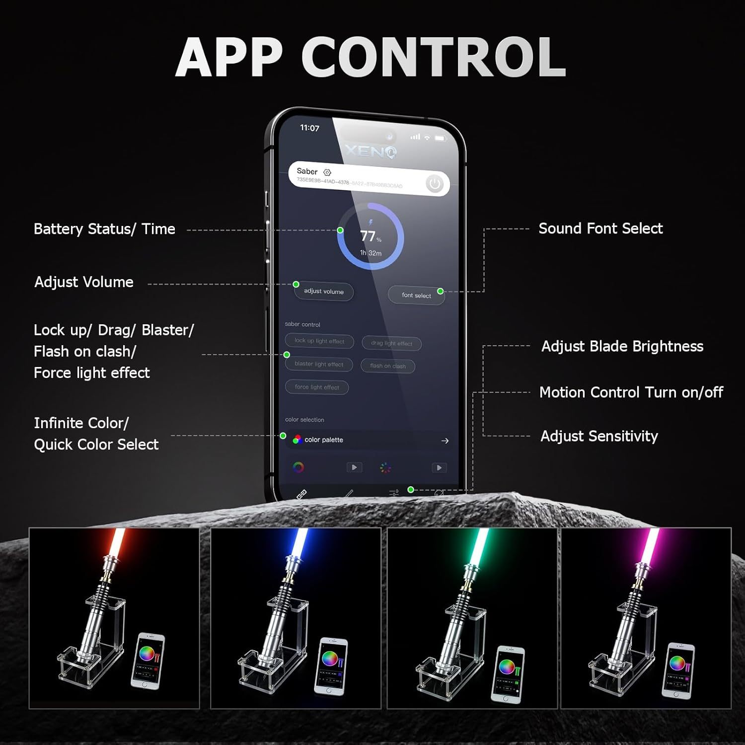 Luke Skywalker lightsaber V1 Smooth Swing Motion Control Metal Hilt 27cm