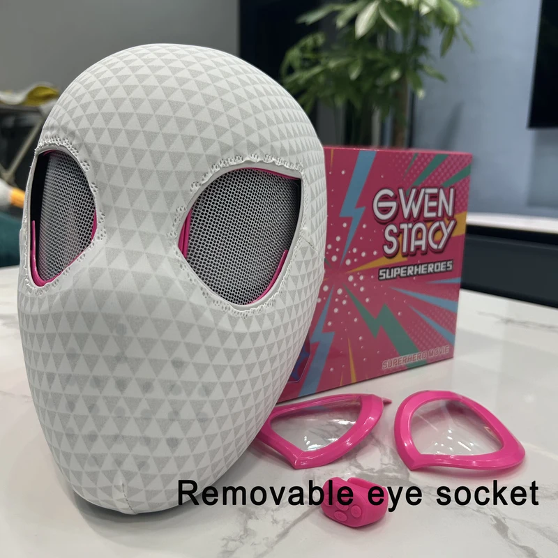 Gwen Stacy Spider-Man Mask – Moving Eyes, Remote & Removable Lenses
