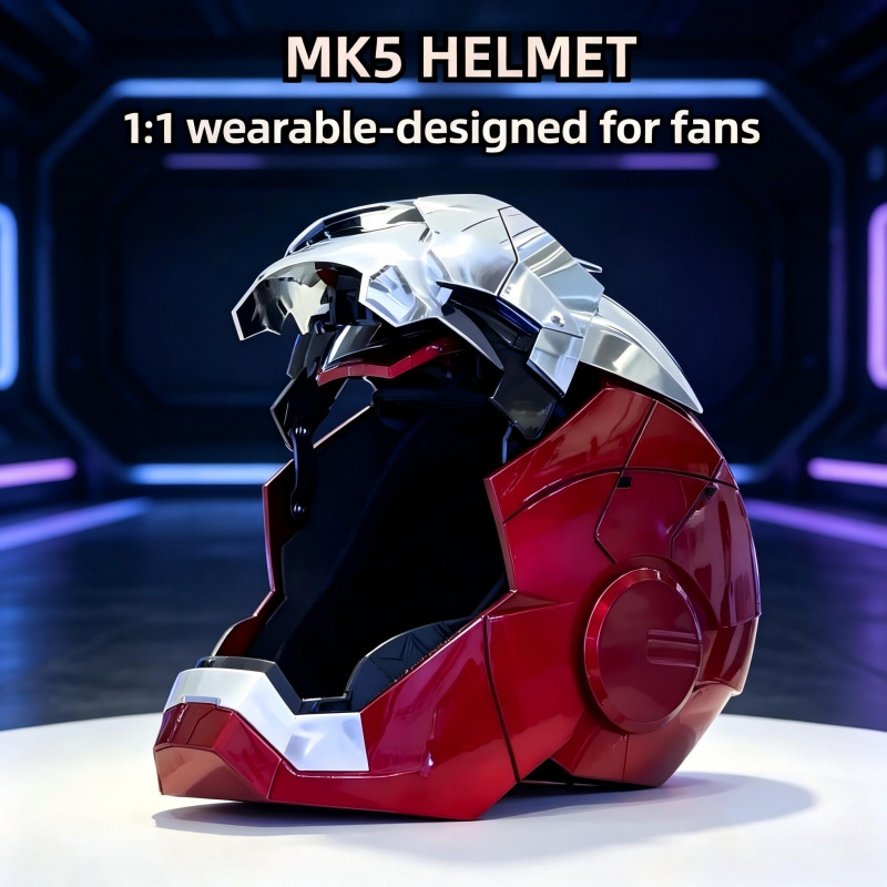 Iron Man MK5 Red/Silver Helmet – 1:1 Wearable Jarvis Voice Control Mask