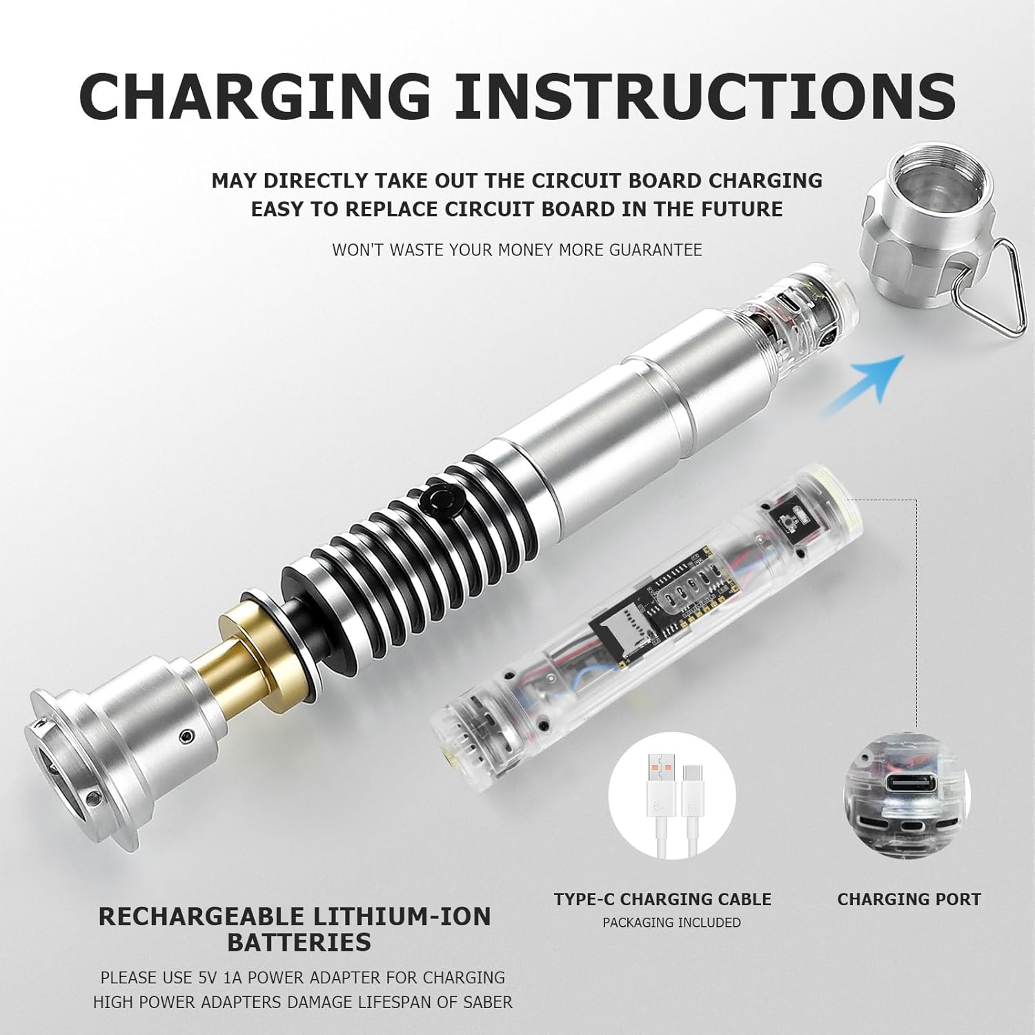 Luke Skywalker lightsaber V1 Smooth Swing Motion Control Metal Hilt 27cm