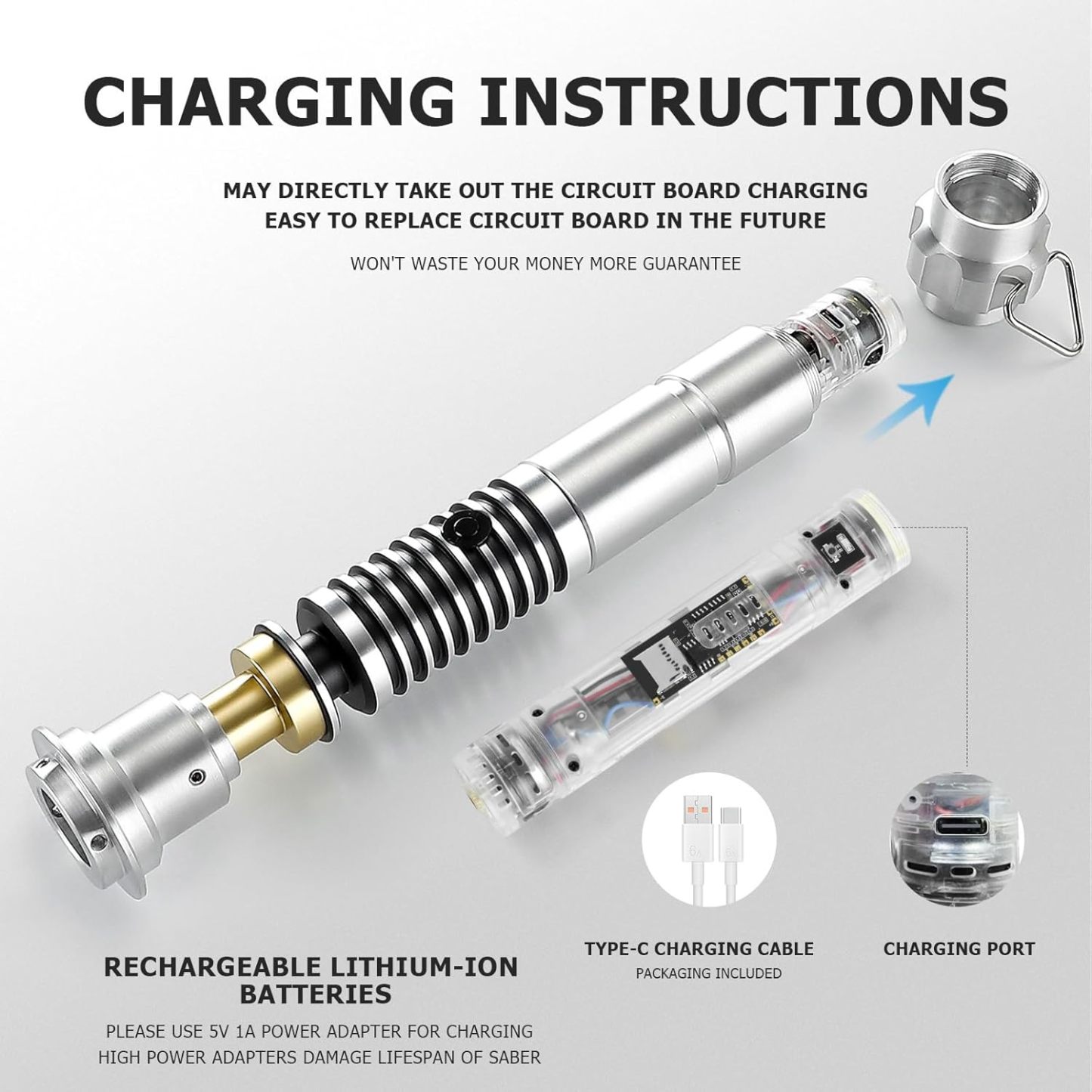 Luke Skywalker lightsaber V1 Smooth Swing Motion Control Metal Hilt 27cm