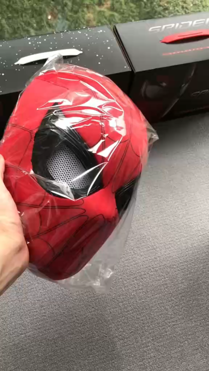 Spiderman Mask with Moving Eyes Remote Control Cosplay Helmet Gift for Fans
