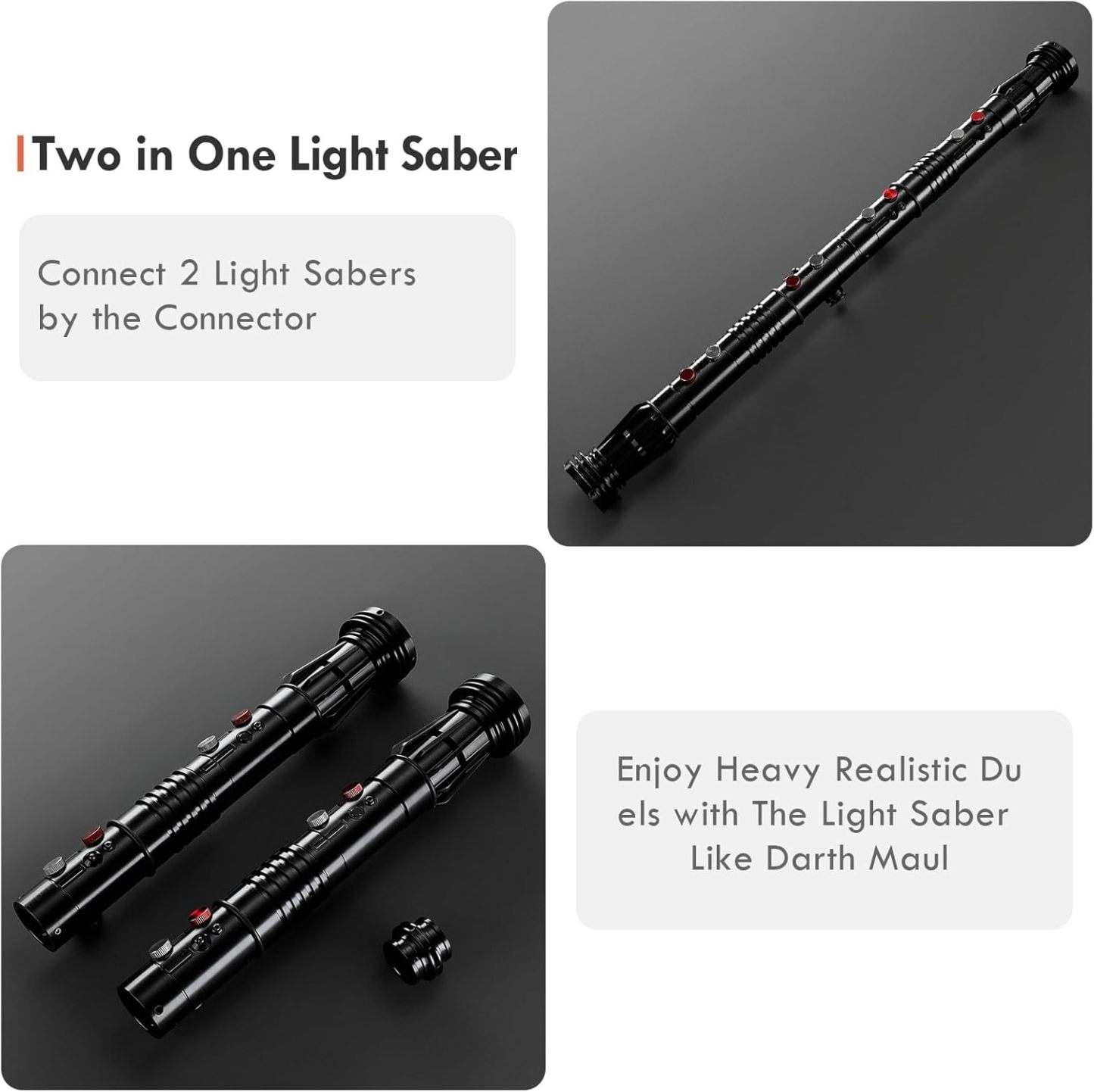 Double Blade Light Up Saber Motion Control Dueling Light Saber 2 In 1 Metal Hilt