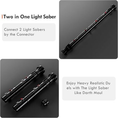Double Blade Light Up Saber Motion Control Dueling Light Saber 2 In 1 Metal Hilt