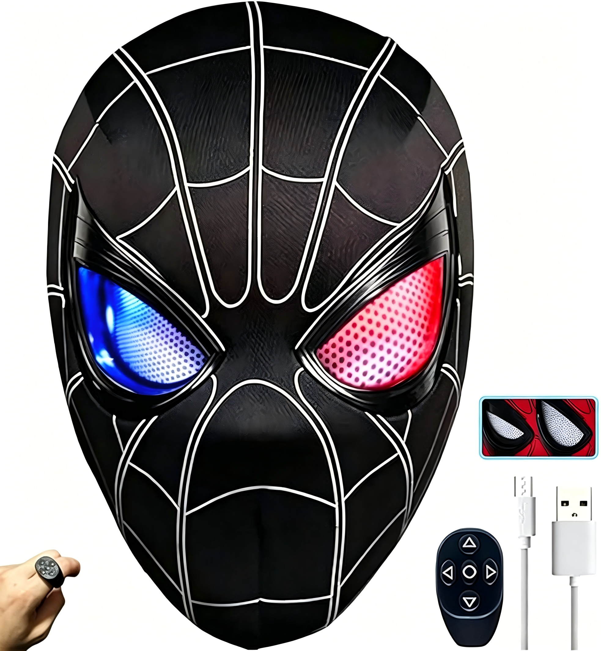 【NEW】Spiderman Mask with Moving Eyes LED Light Remote Control Cosplay Helmet Gift for Fans