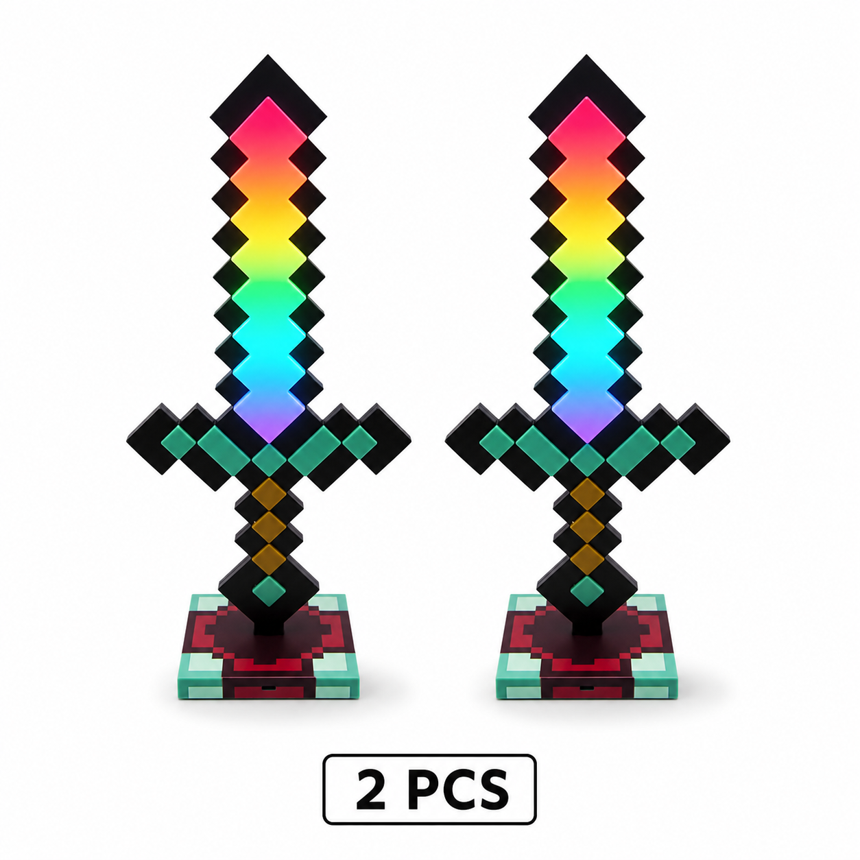 【Upgrade】Pixel Sword LED Desk Lamp 11 Colors & Running Light Gamer Desk Decor USB Night Light Gift