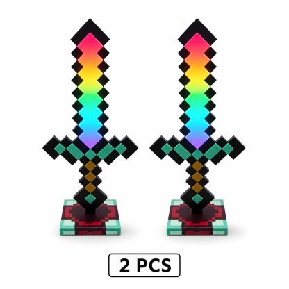 【Upgrade】Pixel Sword LED Desk Lamp 11 Colors & Running Light Gamer Desk Decor USB Night Light Gift