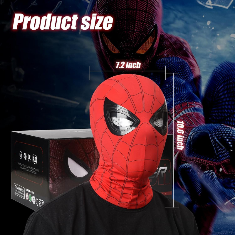 USA STOCK丨Spider-Man Mask with Moving Eyes, LED Light & Remote Control Gift