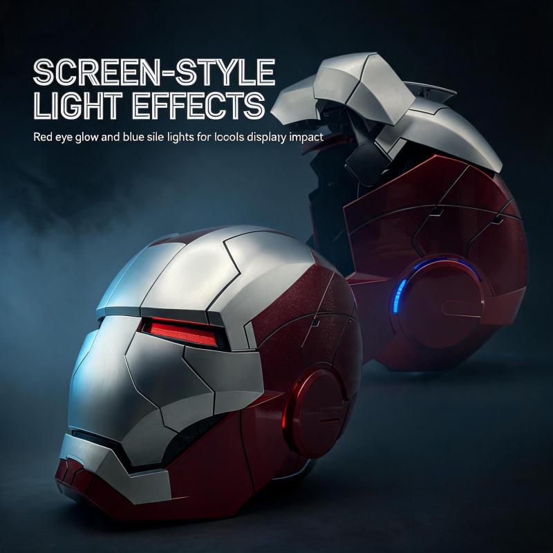 Iron Man MK5 Red/Silver Helmet – 1:1 Wearable Jarvis Voice Control Mask