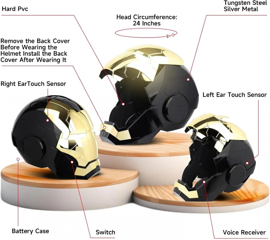 【NEW】Iron Man MK5 Black & Gold Helmet – Autoking 1:1 Wearable Voice, Remote & Touch Control
