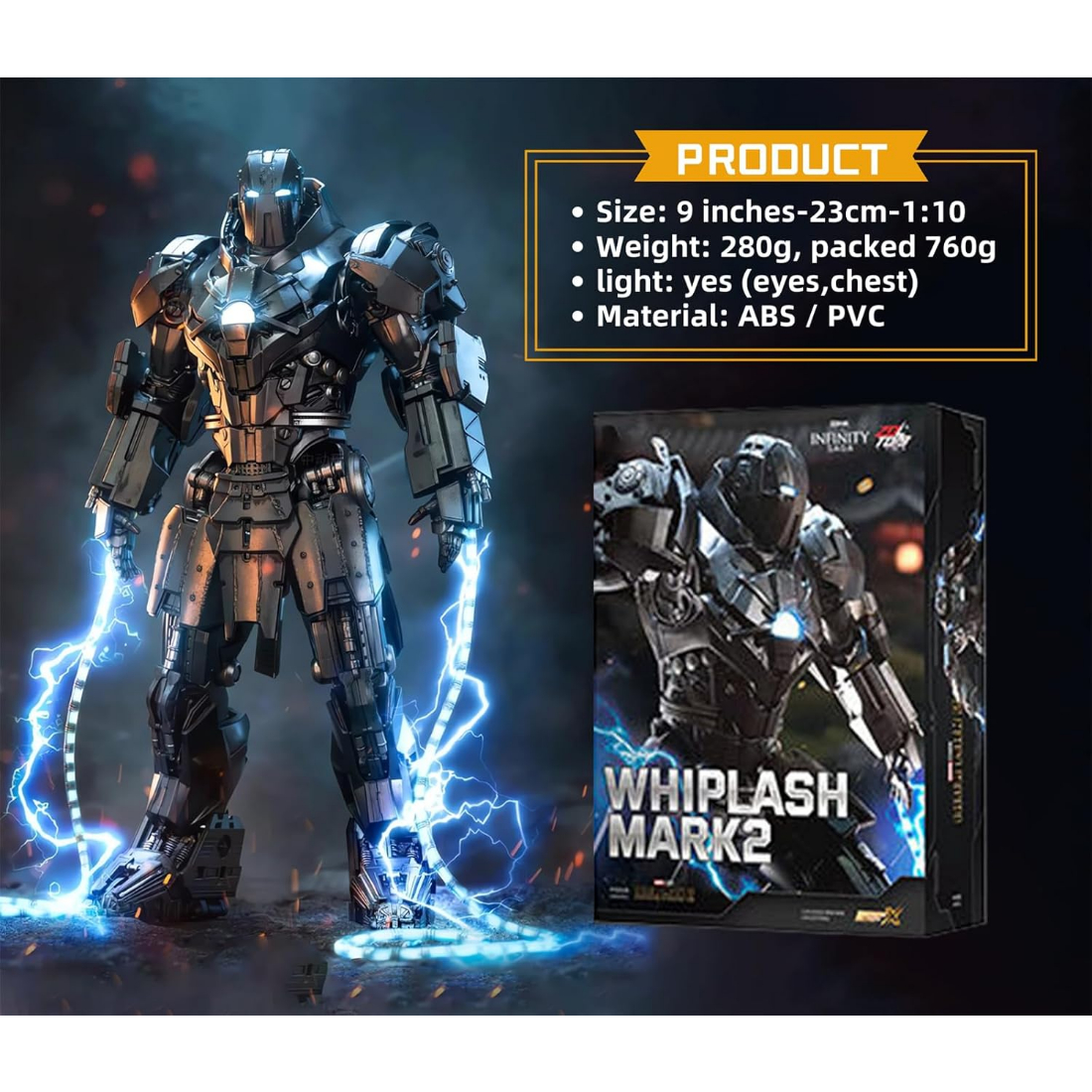 Iron Man Whiplash Mark2 Action Figure Joints Movable 9 Inches