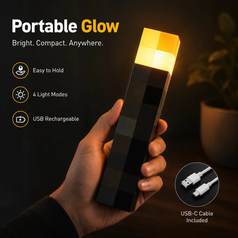 USA STOCK丨Pixel Gaming Night Lights Torch & 11 Colors Diamond Sword Lamp