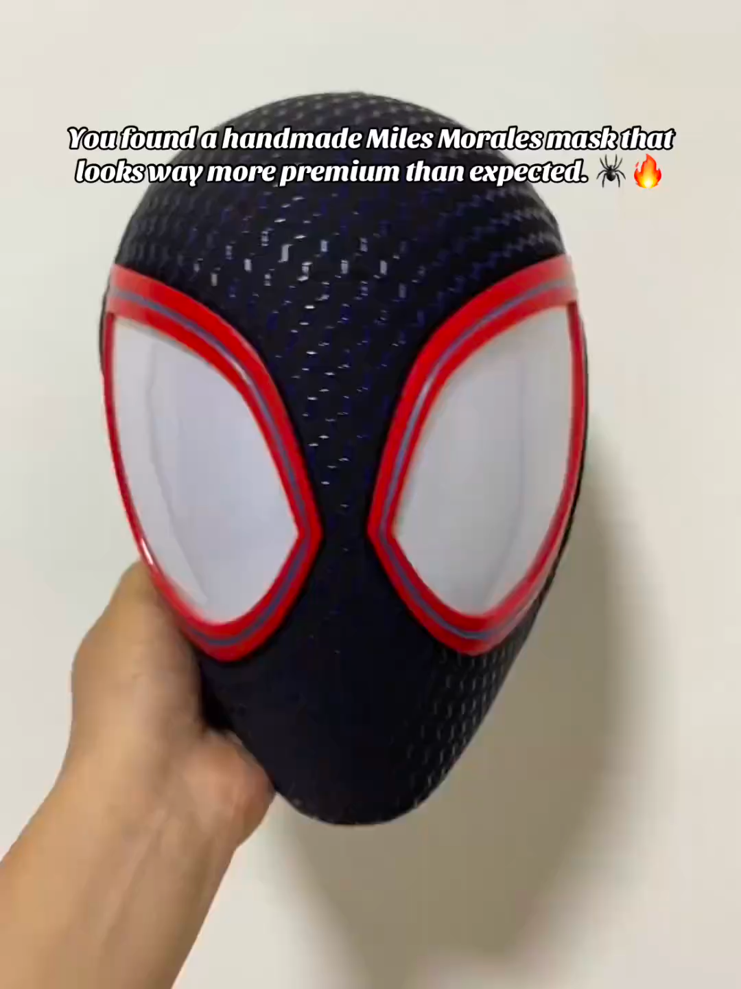 Premium Across the Spider-Verse Miles Morales Mask – ABS Half-Shell, Magnetic Eyes, Handcrafted