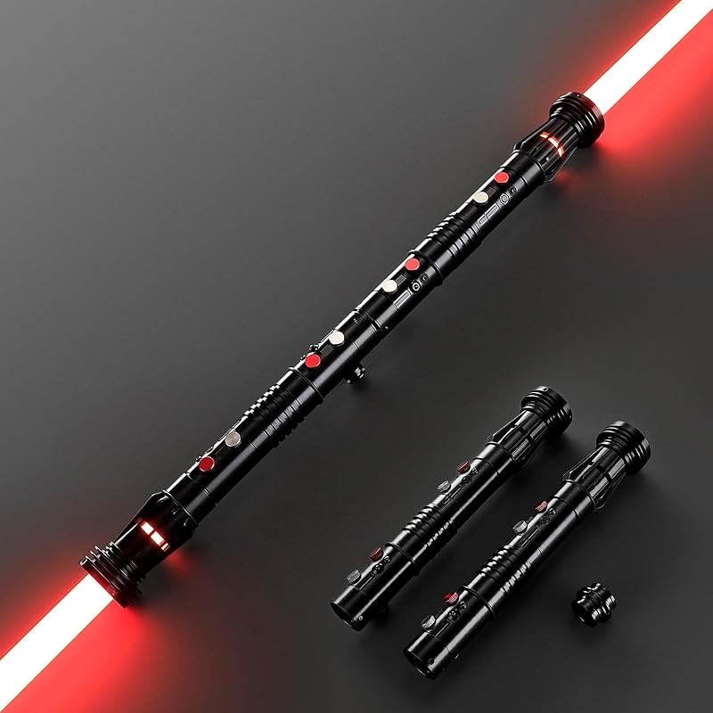 Double Blade Light Up Saber Motion Control Dueling Light Saber 2 In 1 Metal Hilt