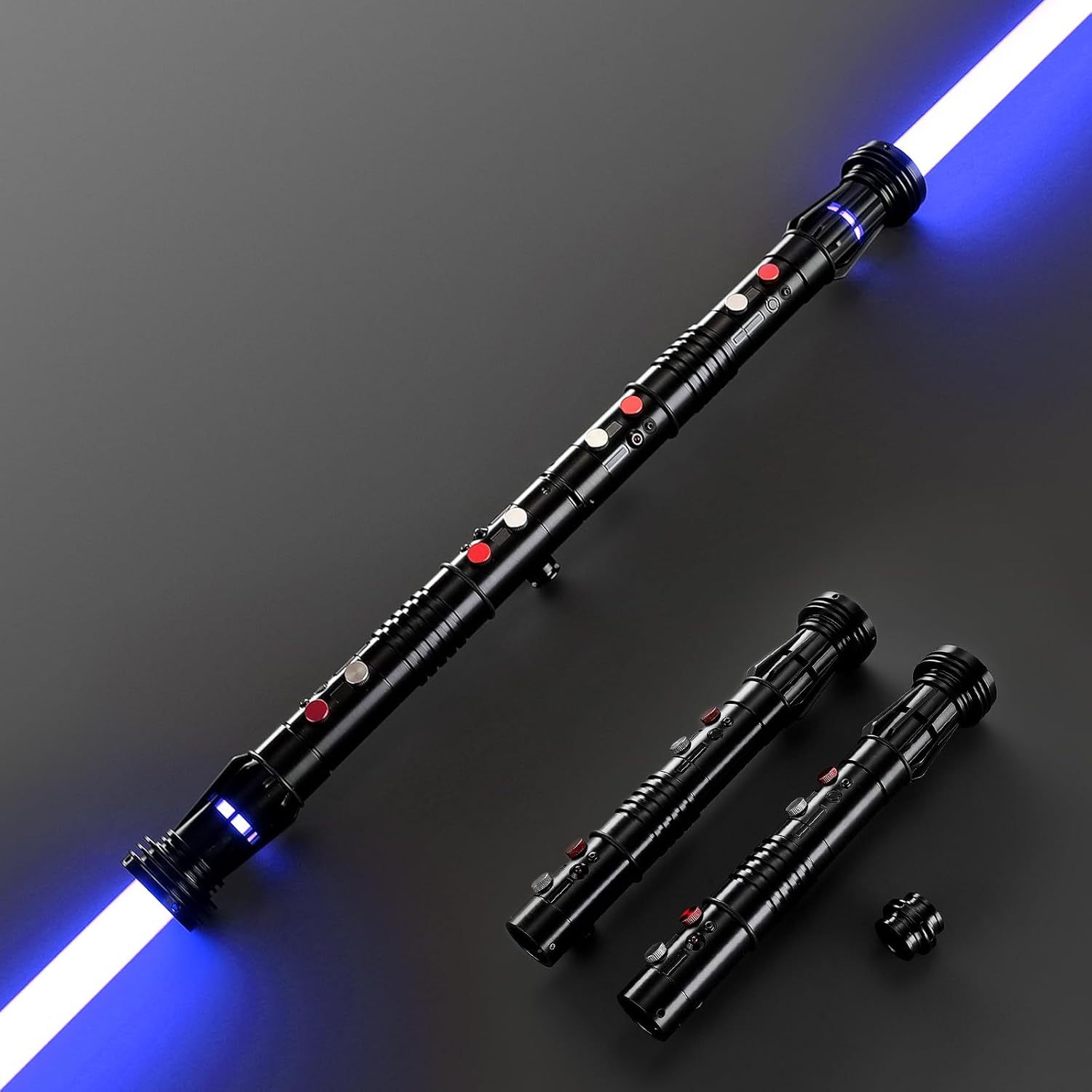 Double Blade Light Up Saber Motion Control Dueling Light Saber 2 In 1 Metal Hilt