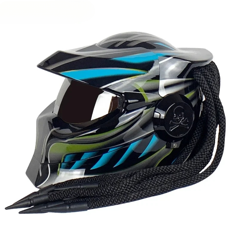 [NEW] The Predator Motorcycle Helmet 🏍️ – Full Face with Revealable Lens | DOT Certified